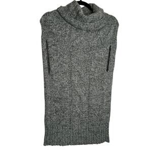 To The Max Womens S Gray Cable Knit Cowl Neck Sweater Poncho Wool Alpaca